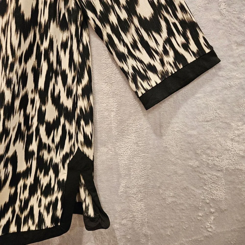 Chico's Size 3 Tunic Womens 16 Black White  Animal Print Stretchy Flowy Career - Picture 7 of 11